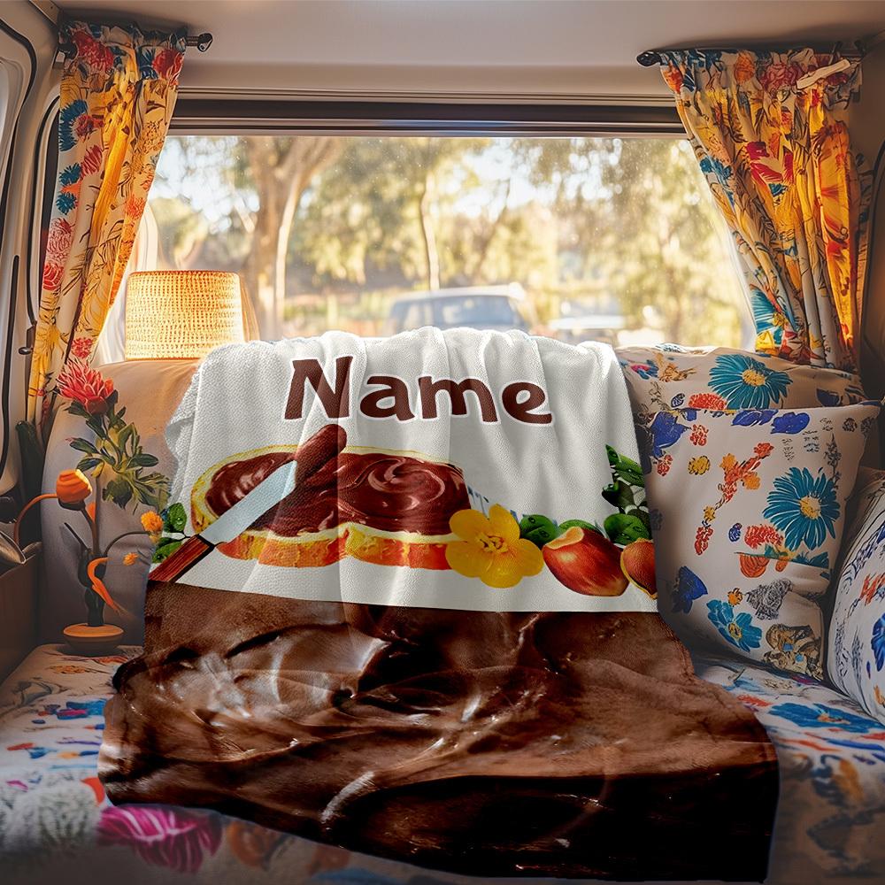 Chocolate Spread Customize Your Name Rv Blanket Comfortable Soft Lightweight Perfect For Travel Camping Picnics Sofas Rvs Bedding Living Rooms Gifts