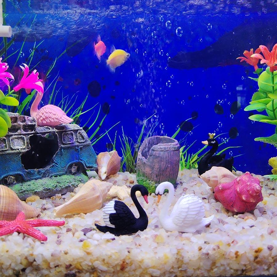 2pcs/set Swan Decor Ornaments Set - Perfect for Aquarium Landscaping, Fountain Accents | Valentine's Day Gift for Home & Garden Decor