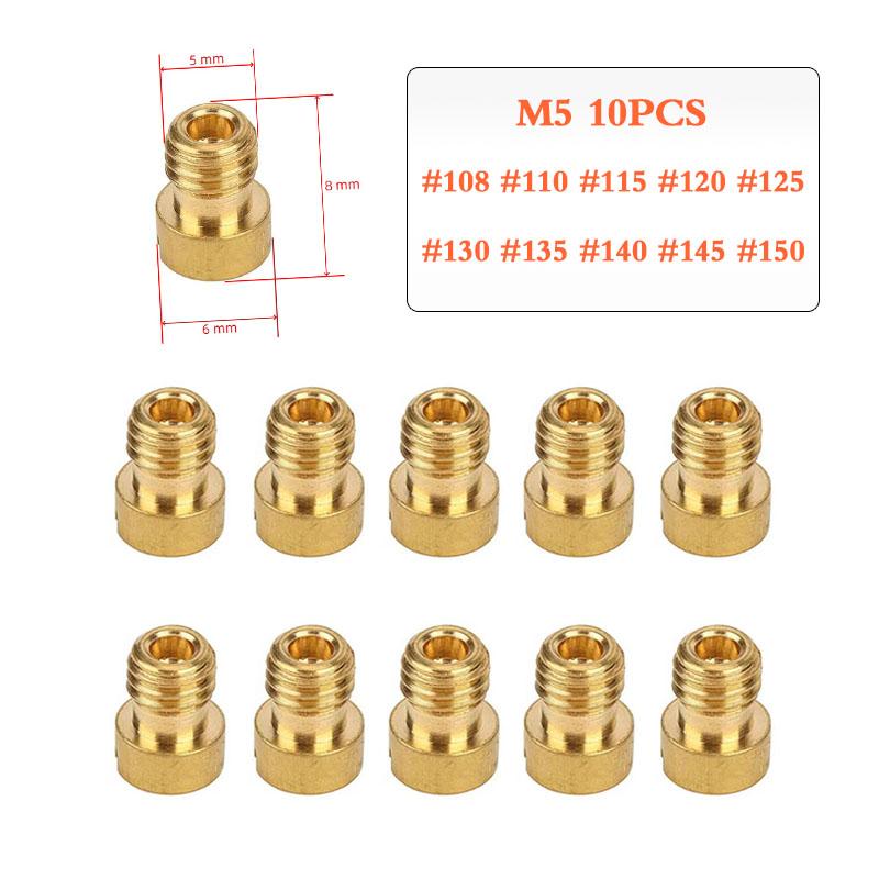 10pcs Carburetor Main Jets Slow Pilot Jets M5 6mm M4 5mm Thread For PWK Keihin OKO CVK Carb Set Injector Nozzle Motorcycle Part