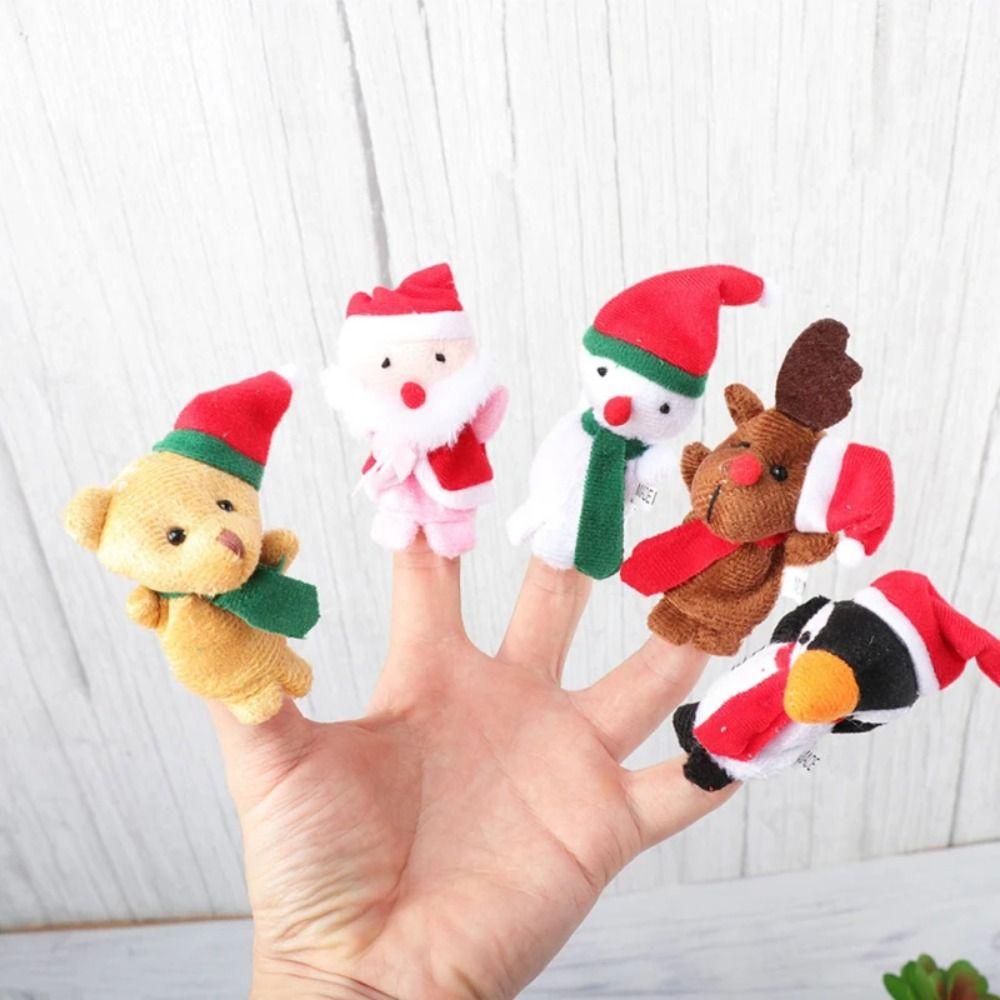 Cartoon Animal Santa Claus Finger Puppets Animal Plush Hand Puppet Soft Doll Toy Party Props