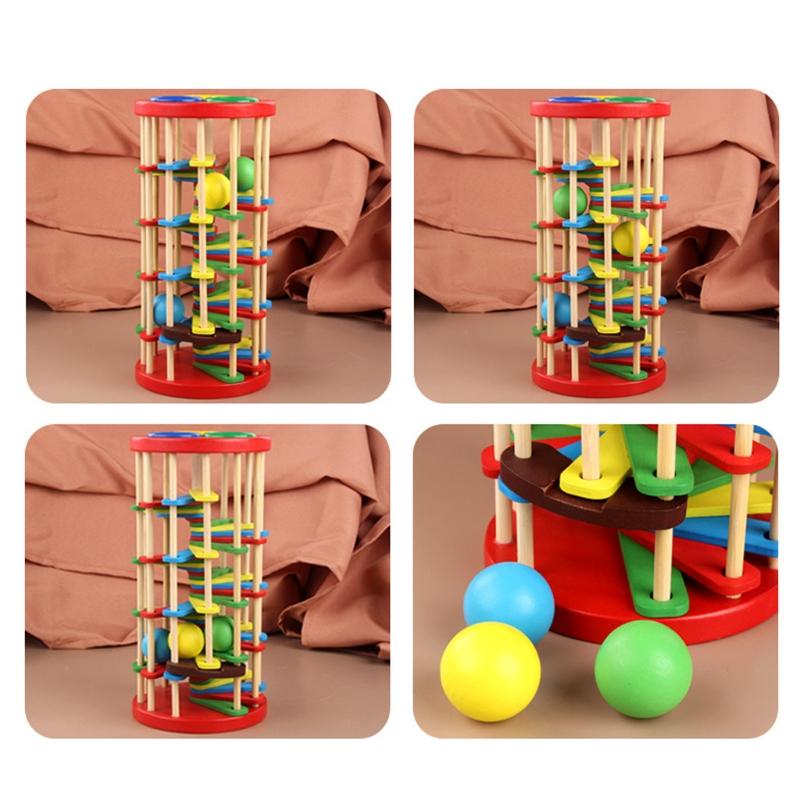 Children Pounding Ball Fall Ladder Small Hammer Colorful Knock Toy Baby Early Education Wooden for Baby 2 3 4 Years Old