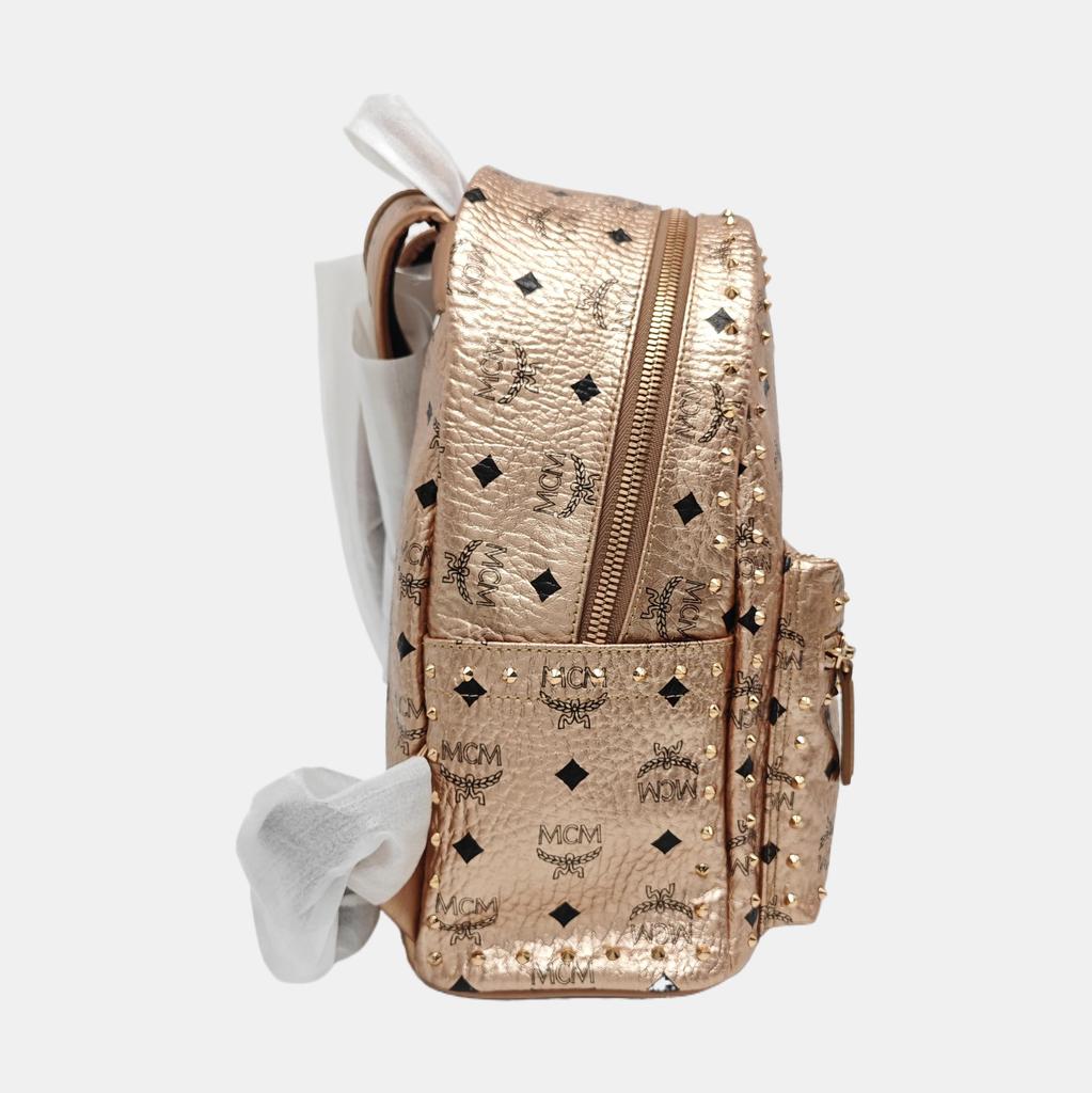 [Pre-Owned] Stark Mini Rose Gold Coated Canvas Monogram Studded Backpack - Very Good #X6O15I