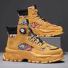 Autumn and Winter New Leather High-top Martin Boots Fashionable Rotating Button Foot Cover Men's Outdoor Sports Big Yellow Boots Men's Boots