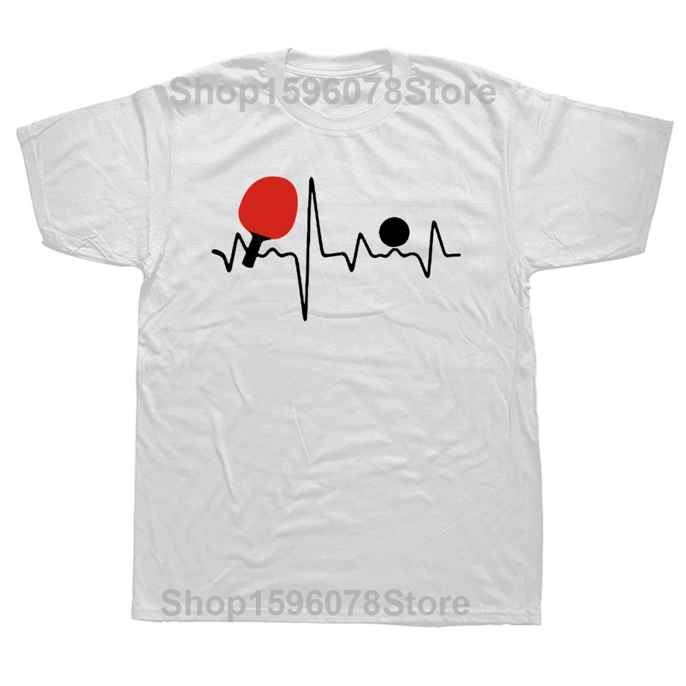 Забавные футболки с сердцебиением для пинг-понга, графические, хлопковые, уличная одежда, с коротким рукавом, с круглым вырезом, Харадзюку, футболка для настольного тенниса, мужская одежда