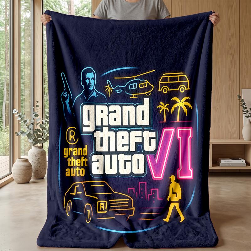 Grand theft autoPrinted Flannel Blanket Cozy Skin-Friendly Warm Throw for Couch Bed Indoor Daily Use