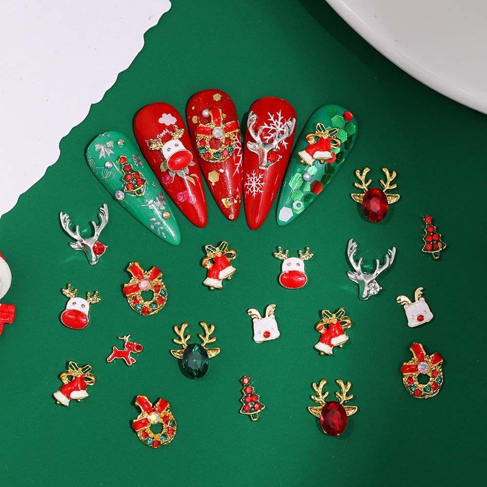 10 шт./компл. Рождественская елка, рождественские стразы для ногтей, рождественские аксессуары для ногтей, маникюрный салон