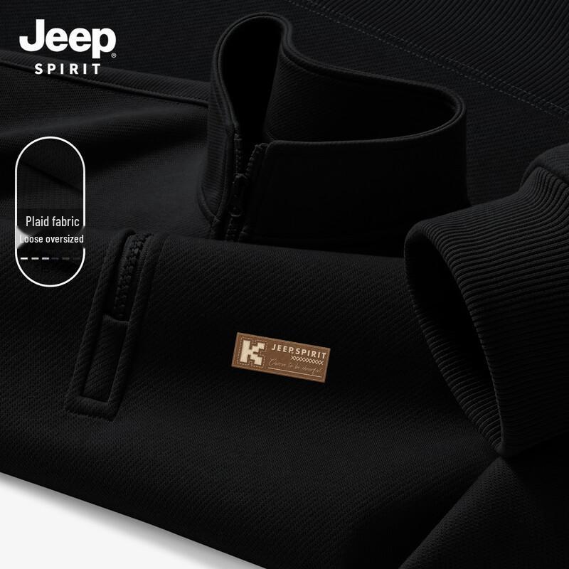 JEEP SPIRIT Men's Classic Patch Stand Collar Sweatshirt