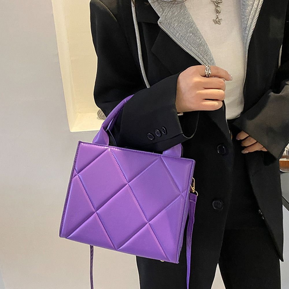 PU Leather Shoulder Bag Plaid Messenger Bags Portable Crossbody Bags Women Ladies