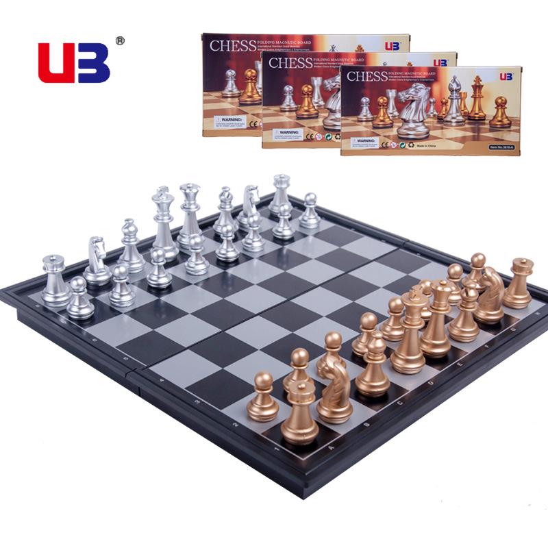 Магнитный складной шахматный набор UB Union 'Золото и серебро' - Пластиковая настольная игрушка для досуга, Идеальный подарок для студента
