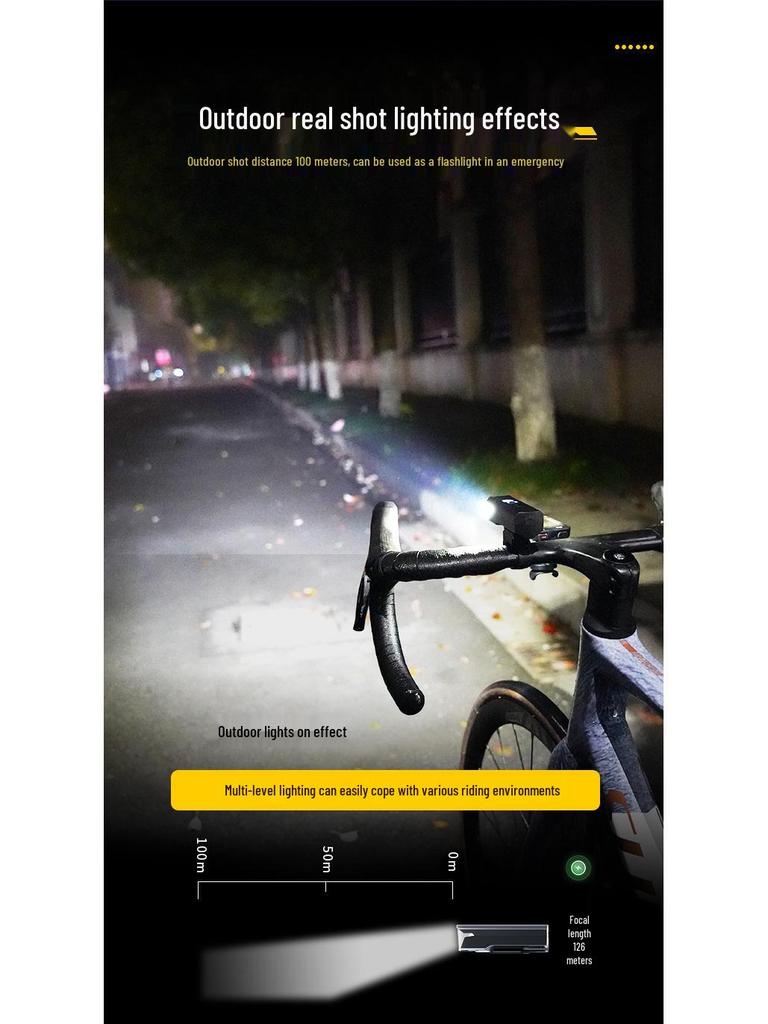 High Brightness Bicycle Light with TYPE-C Charging & Digital Display for Night Riding