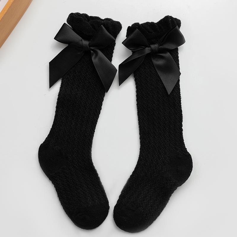Newborn Baby Girls Socks for Kids Toddlers Girls Big Bow Knot Knee High Long Soft Cotton Summer Children Mesh Socks