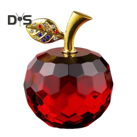 Стеклянные яблоки, фигурка, искусственный хрустальный фрукт, украшение, коллекционные полупрозрачные яблоки, украшение для домашнего офиса, приборной панели автомобиля