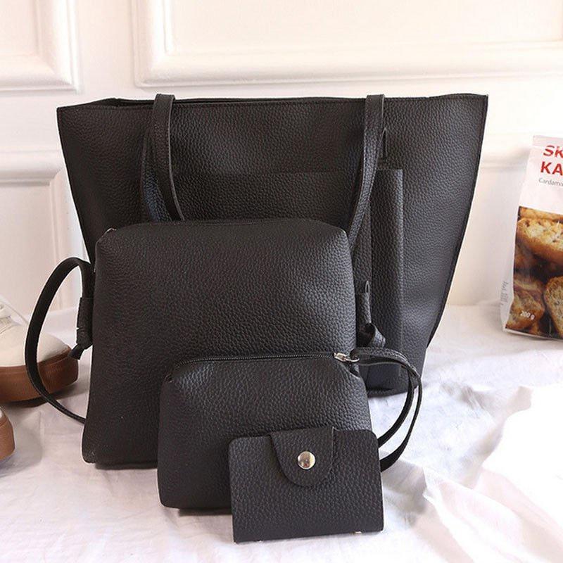 Модный набор женских сумок с узором личи из 4 предметов