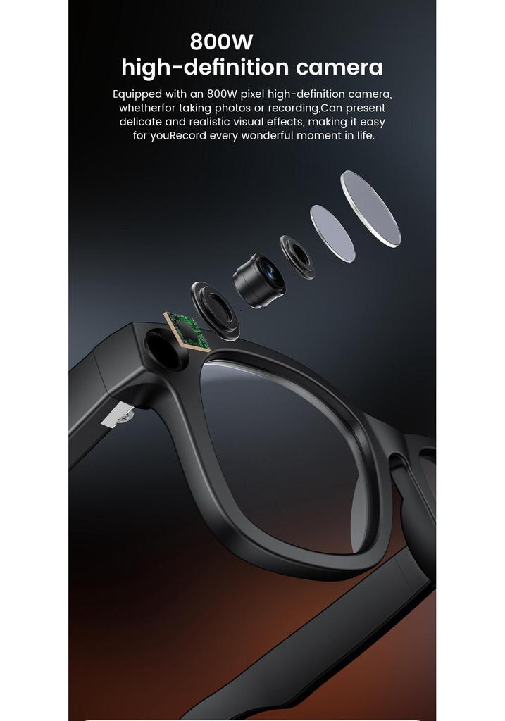 Smart Electrochromic Glasses with 8MP Camera, Bluetooth Music, and AI Features