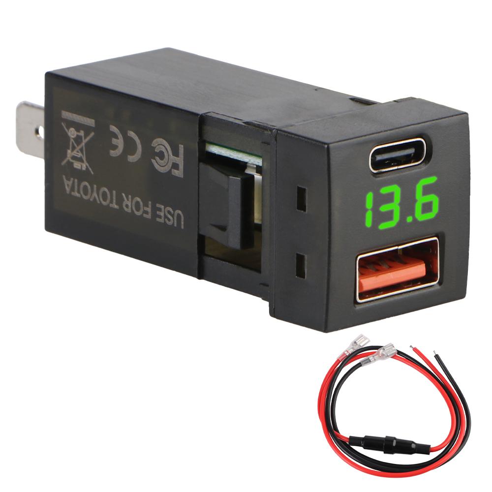 48 Вт Вольтметр USB 18 Вт + Type C 30 Вт Быстрое автомобильное зарядное устройство 12 В-24 В для Toyota Power Socket Быстрая зарядка Вольтметр Аксессуары