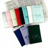Multi-Color PU Leather Passport Holder with Map Design and Protective Stitching