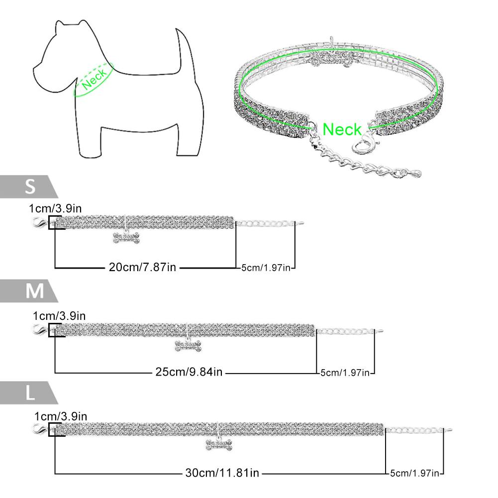 Pet Crystal Collar Kitten Necklace Pet Pendant Shiny Bright Heart Shaped Crystal Diamond Decoration