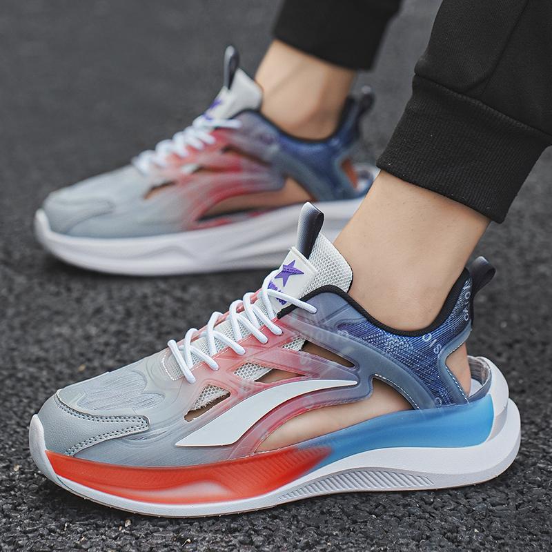 Мужские спортивные сандалии, летние женские пляжные туфли, белые школьные сетчатые кроссовки для бега, парная обувь, дышащие, большого размера