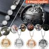 Unisex Hollow Wings Expanding 4 Photo Locket Ball Pendant Necklace Memorial Gift