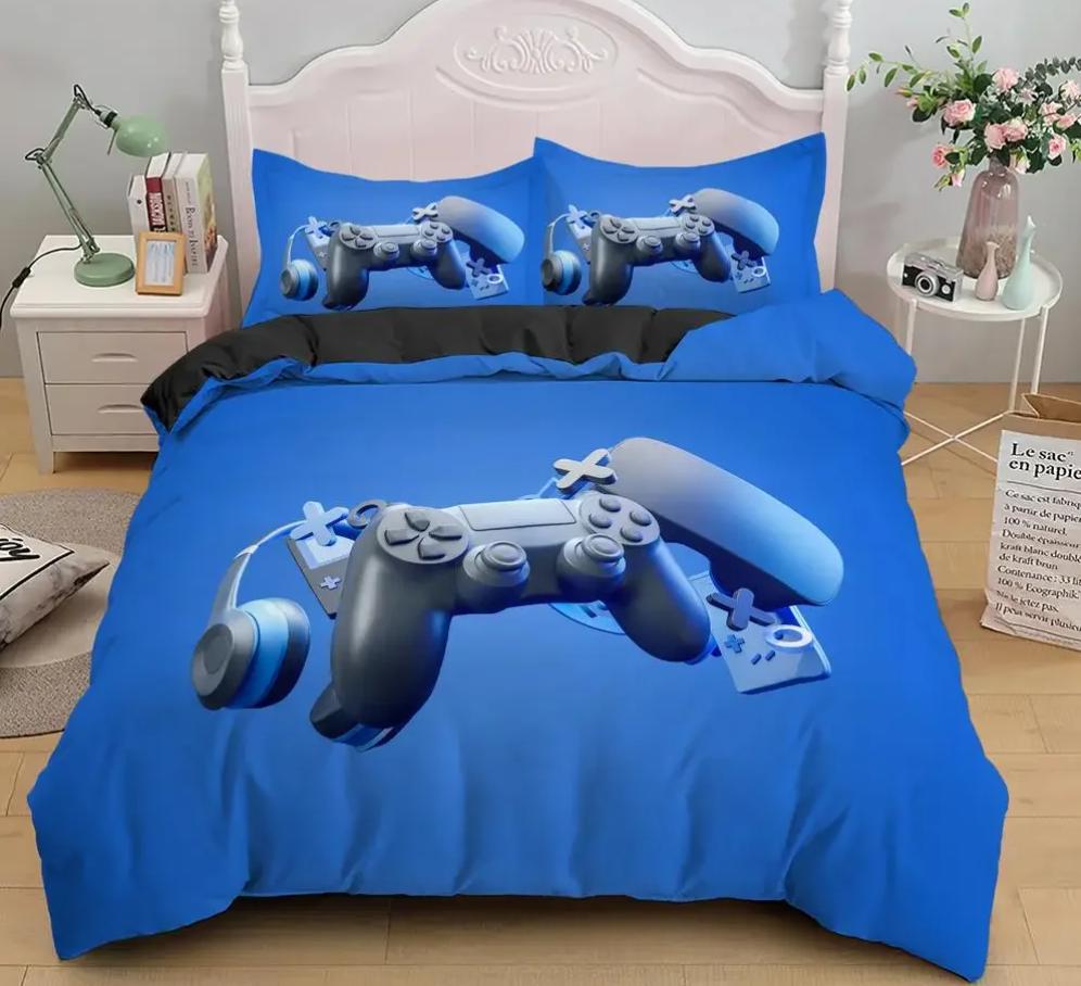 Игры Пододеяльник Игровой Пад Постельный Комплект Для Мальчиков Детей Видео Современный Геймер Консоль Стеганое Одеяло 2 Или 3 Предмета Мягкий Полуторный Комплект Пододеяльника