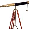 Морской катер Коричневый старинный телескоп Черный кожаный деревянный штатив Морской телескоп