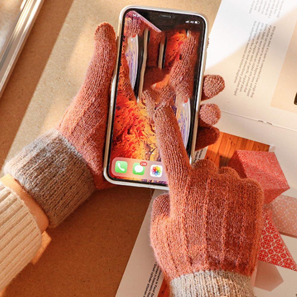Thicken Knitted Gloves Plus Velvet Touch Screen Mittens Outdoors Men Women