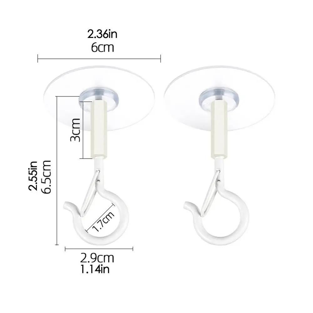 2pcs Self Adhesive Ceiling Hooks No-Drill Sticky Eye Hooks Multifunctional Wall Hooks LED Light