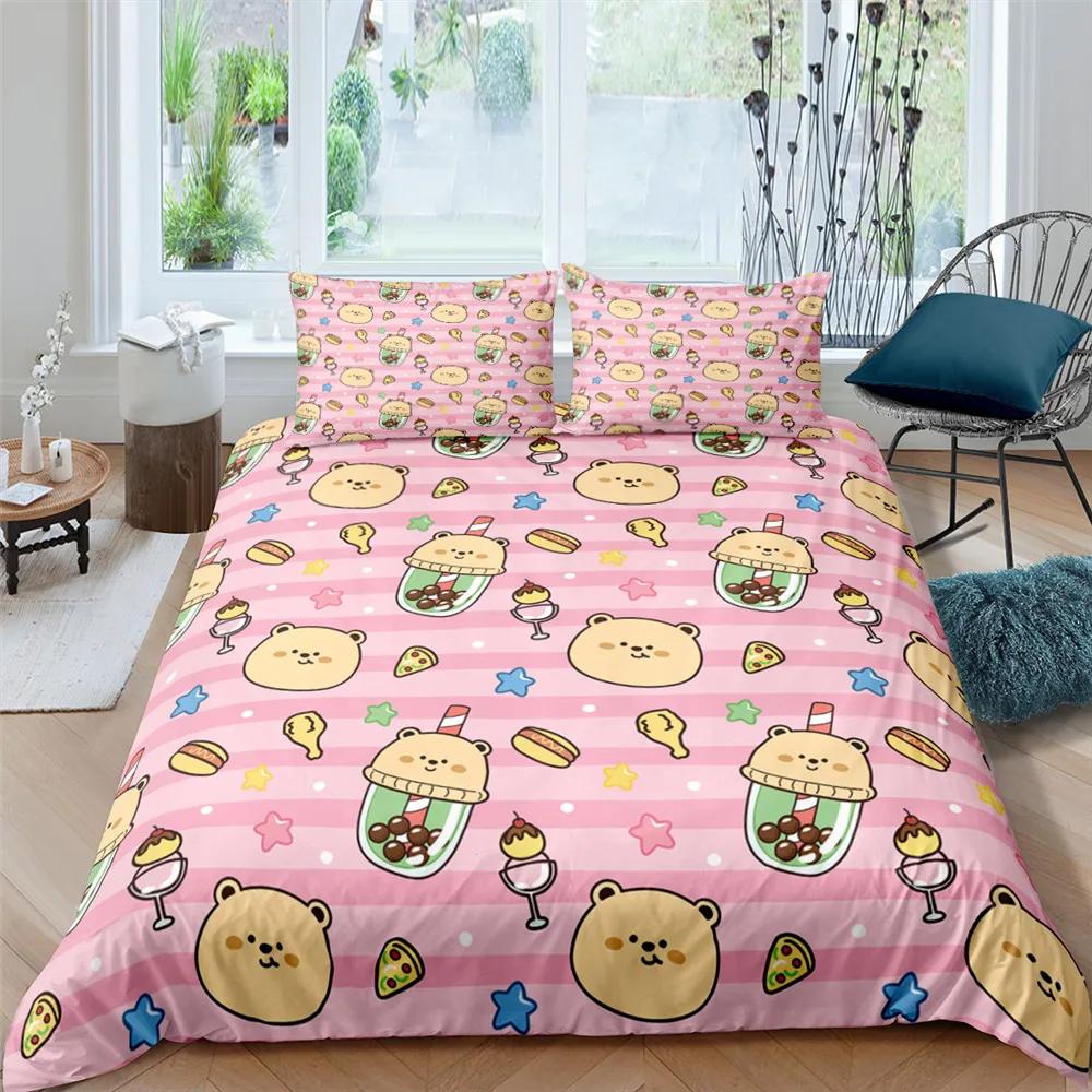 Cartoon Cute Dog/Rabbit Bedding Set Nordic King Single Twin 90/135/150 Bed Cover 240×220 Duvet Cover For Girl Boy Kid Teens Gift
