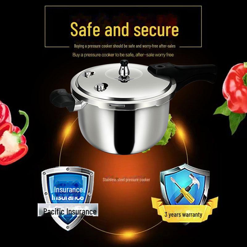 Durable 304 Stainless Steel Pressure Cooker for Gas, Open Flame, and Induction Cooktops