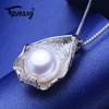 Shell Design 10-11mm Big Natural Freshwater Pearl Jewelry Necklace Cubic Zirconia CZ Necklace