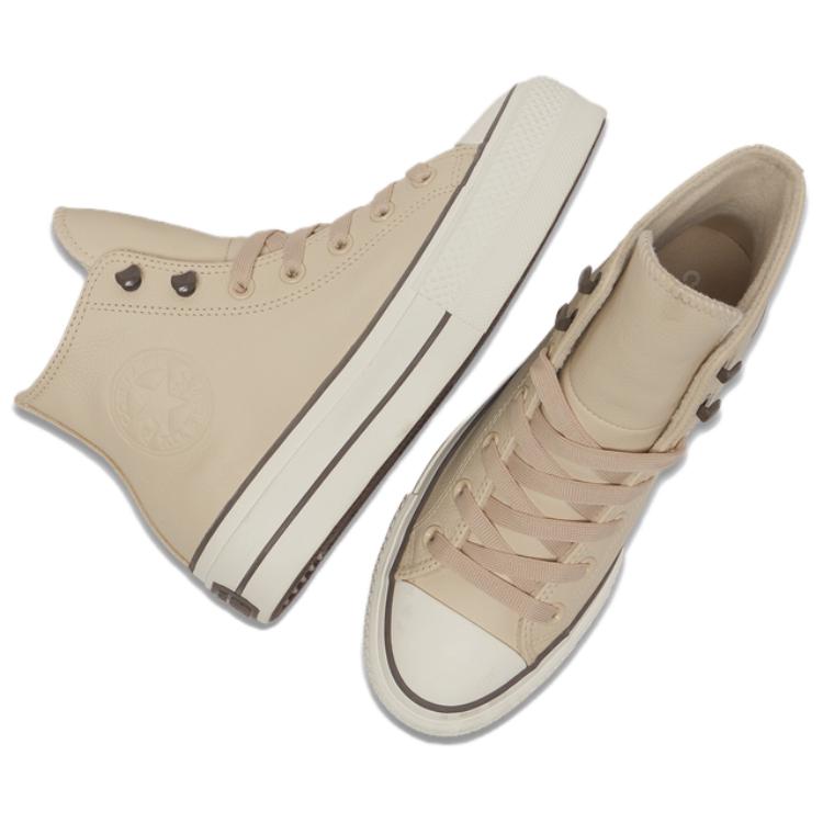 Converse Женские Chuck Taylor All Star Lift Платформа Погодостойкая Кожа Высокий Мисо Глейз Трюфель Эгрет A11158C