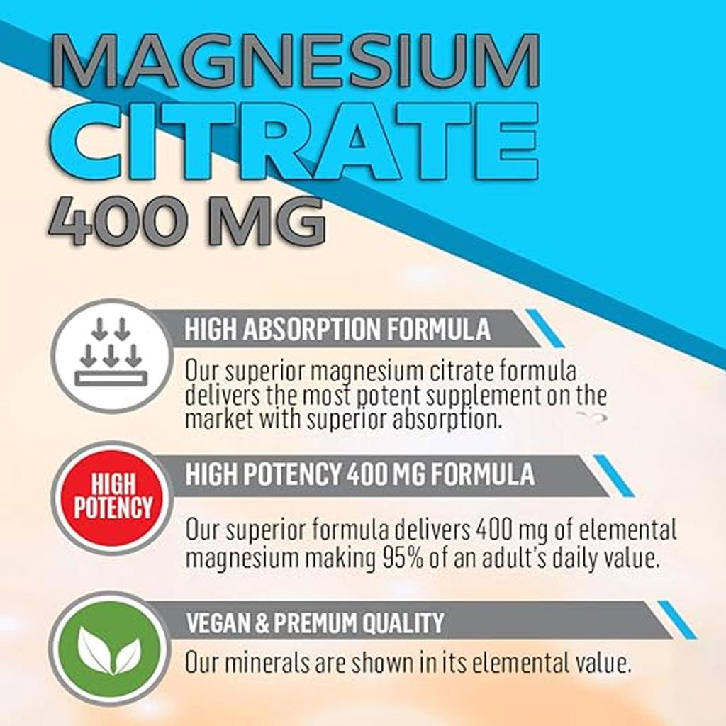 Airboy - 400mg Magnesium Citrate Capsules - Energy - Nervous System & Muscle Health