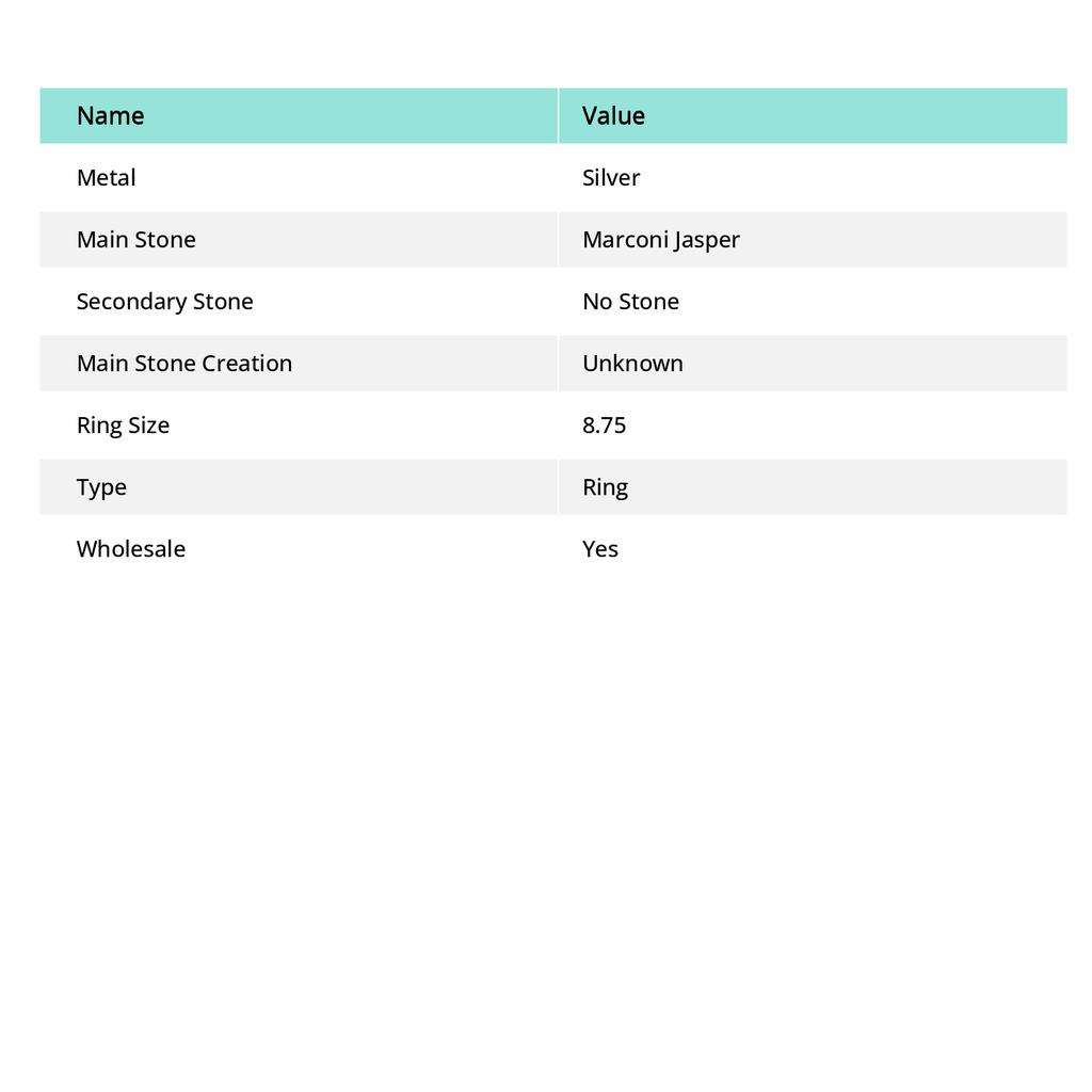 Marconi Jasper Gemstone Ring Handmade Antique Design Gift Jewelry 8.75" k3V36