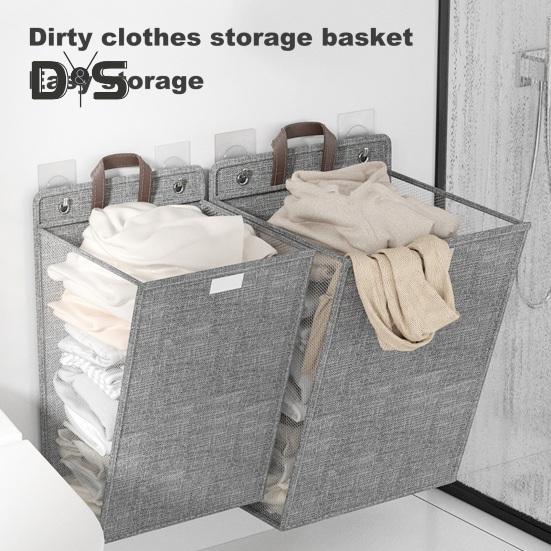 Laundry Storage Bag Clothes Hamper with Lid Dustproof Water Resistant Handle Design Clothes Laundry Basket Wall Hanging Organizer