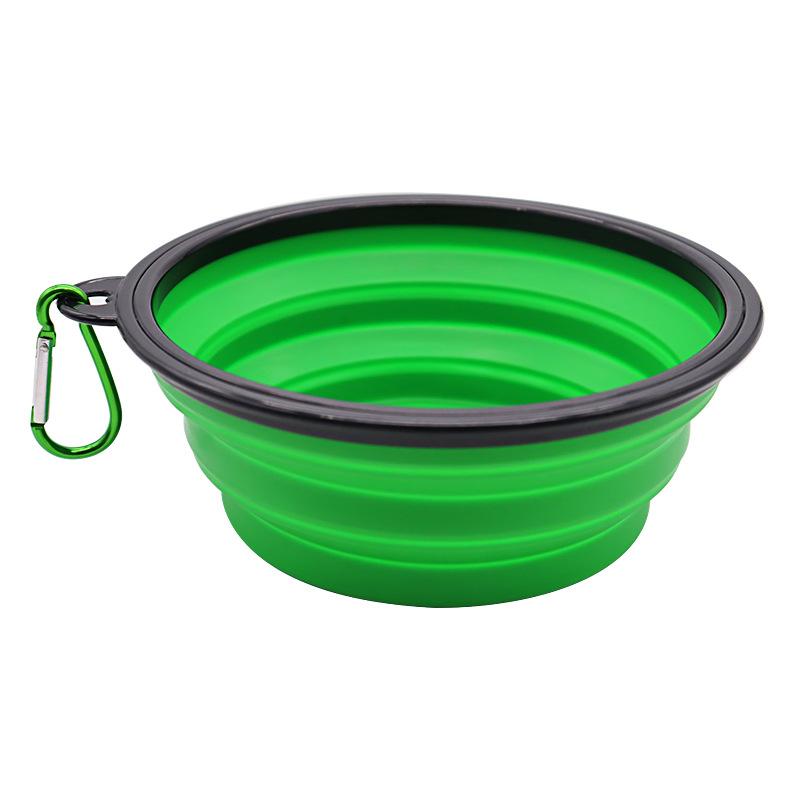 Pet Dog Folding Bowl Silicone Dog Food Water Basin Outdoor Travel Portable Folding Pet Supplies Hooks Pet Bowl Feeder Tableware
