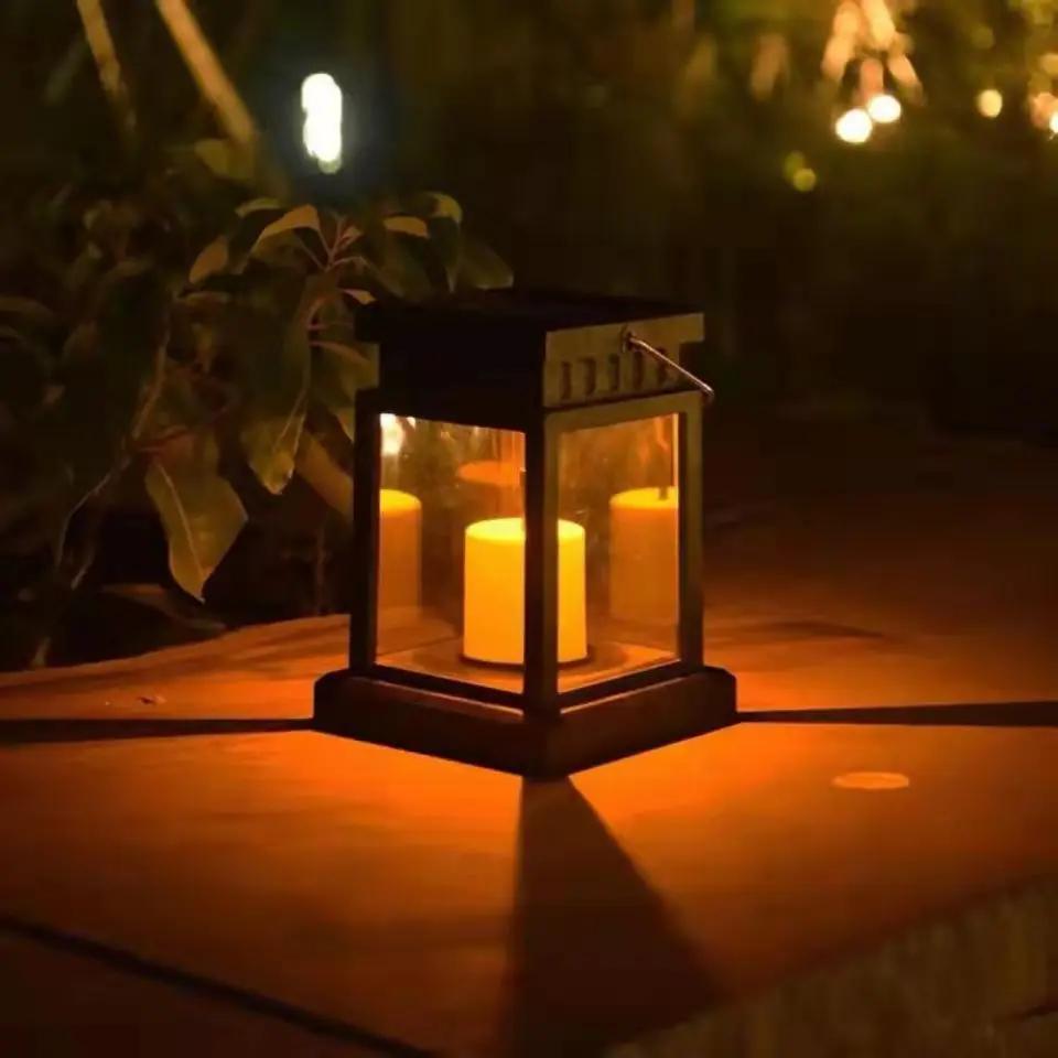 Solar Light Outdoor Garden Flickering Candle Lantern Lamp Solar Powered Hanging LED String Lights  for Patio Garden Decoration