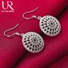 925 Sterling Silver Round Piercing Earrings Fashionable Wedding Jewelry