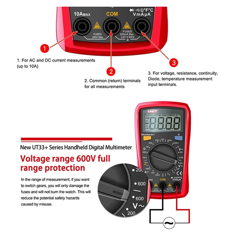 UNI-T UT61E+ UT61D+ UT61B+ UT33A UT33B UT33C UT33D Plus Professional Digital Multimeters True RMS Automotive Multimetro