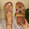 2025 Summer Outdoor Casual Sandals Platform Open Toe Women's Shoes with Metal Decor & Crystal Butterfly Buckle Slippers
