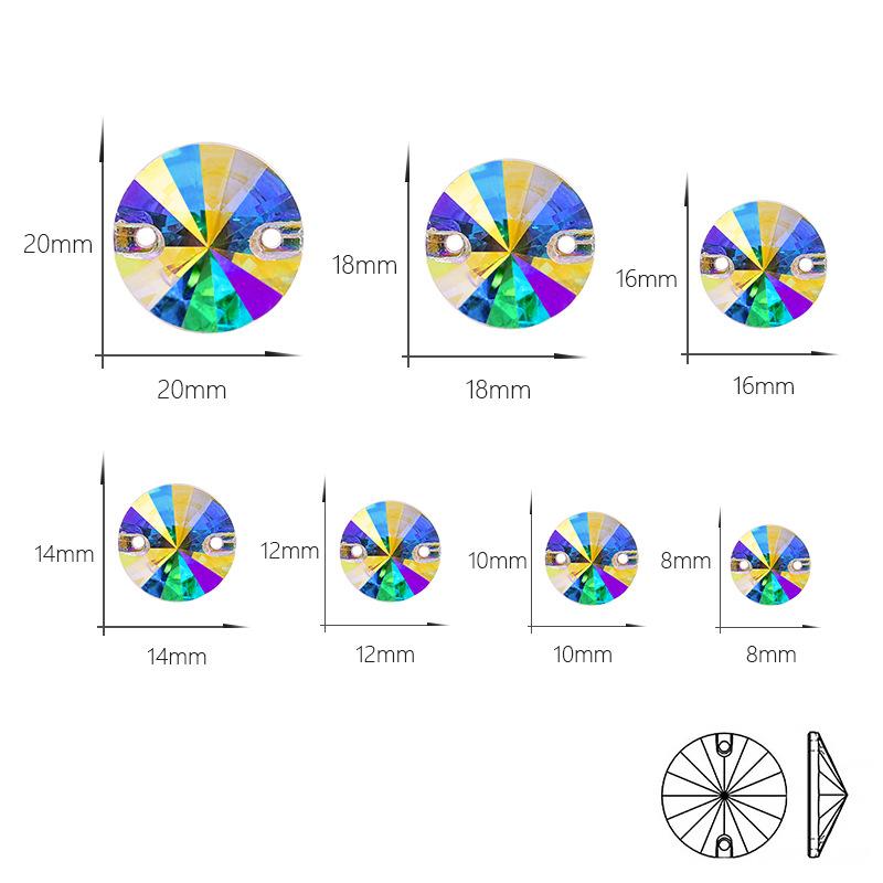 Gold Bottom Glass Hand Sewn Drill Satellite Double Hole, Flat Bottom Double Buckle Hand Sewn Drill Diy Clothing Accessories Accessories Rhinestone