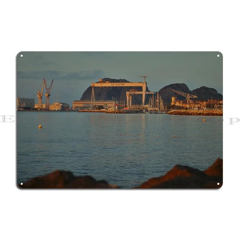 La Ciotat Shipyard Industrial View Roberta Split Harbour Twylight Metal Plaque Mural Wall Decor Kitchen Designs Tin Sign Poster