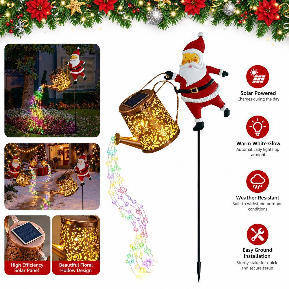 Solar Powered Santa Garden Stake Light Christmas Garden Light Garden Pathway Decor