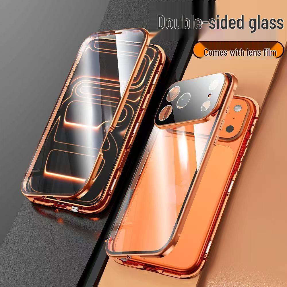 Магнитный чехол-зеркало с защитой от подглядывания для iPhone 13/14/15/16 Pro Max с двусторонней защитой из стекла