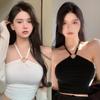 Korean Solid Color Halter Sweet Slim Vest Camis Sexy Exposed Navel Camisole Crop Top Tanks