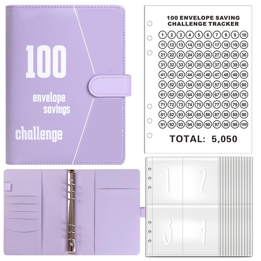 100-дневный челлендж по экономии денег Папка-регистратор | Конверт сбережений Журнал для целей экономии денег