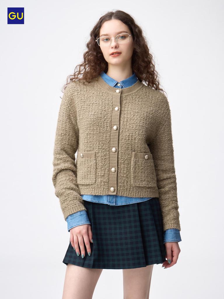 Uniqlo Gu Tweed Knit Cardigan