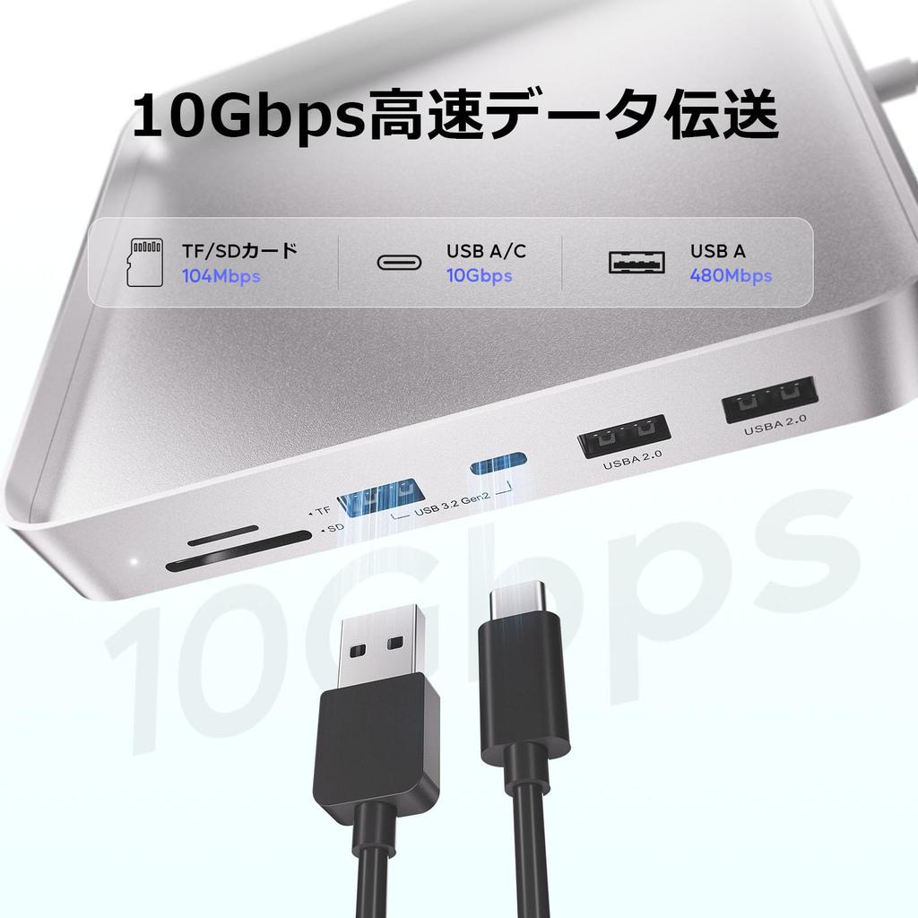 PULWTOP 7 в 1 USB C хаб для iMac 24 дюйма Аксессуары для iMac USB-хаб со слотом для NVMe SSD Не 1 x Gen 1 x Gen 2 x Кардридер Серебристый 2021/2023 M1/M3 M.2