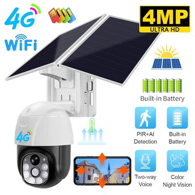 Солнечная камера, беспроводная Wi-Fi 4G, солнечная батарея, наружная охранная камера видеонаблюдения, умная домашняя PIR-камера видеонаблюдения