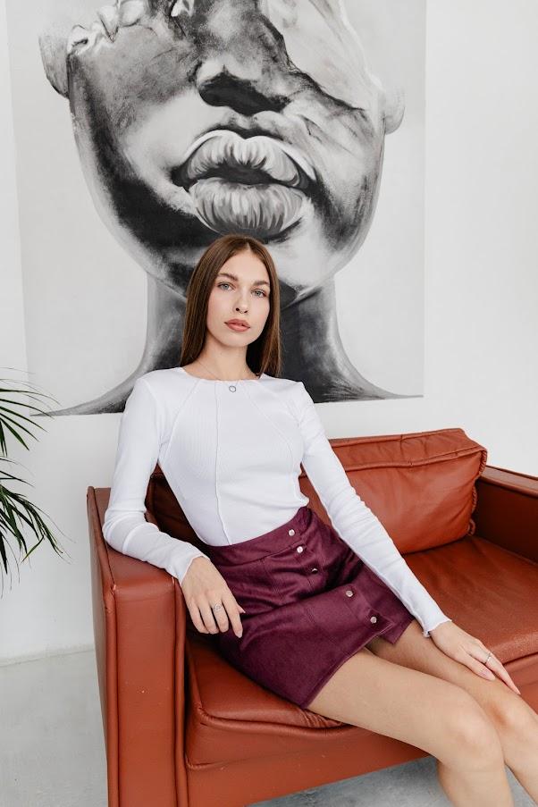 Mini Skirt – Women's Versatile Suede Skirt with Front Button Closure, Any Season, 8412-087 HC