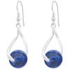 [Q4210] - Artisanal Silver Earrings 'Mineralia' Lapis Lazuli Silver - 25x10 Mm